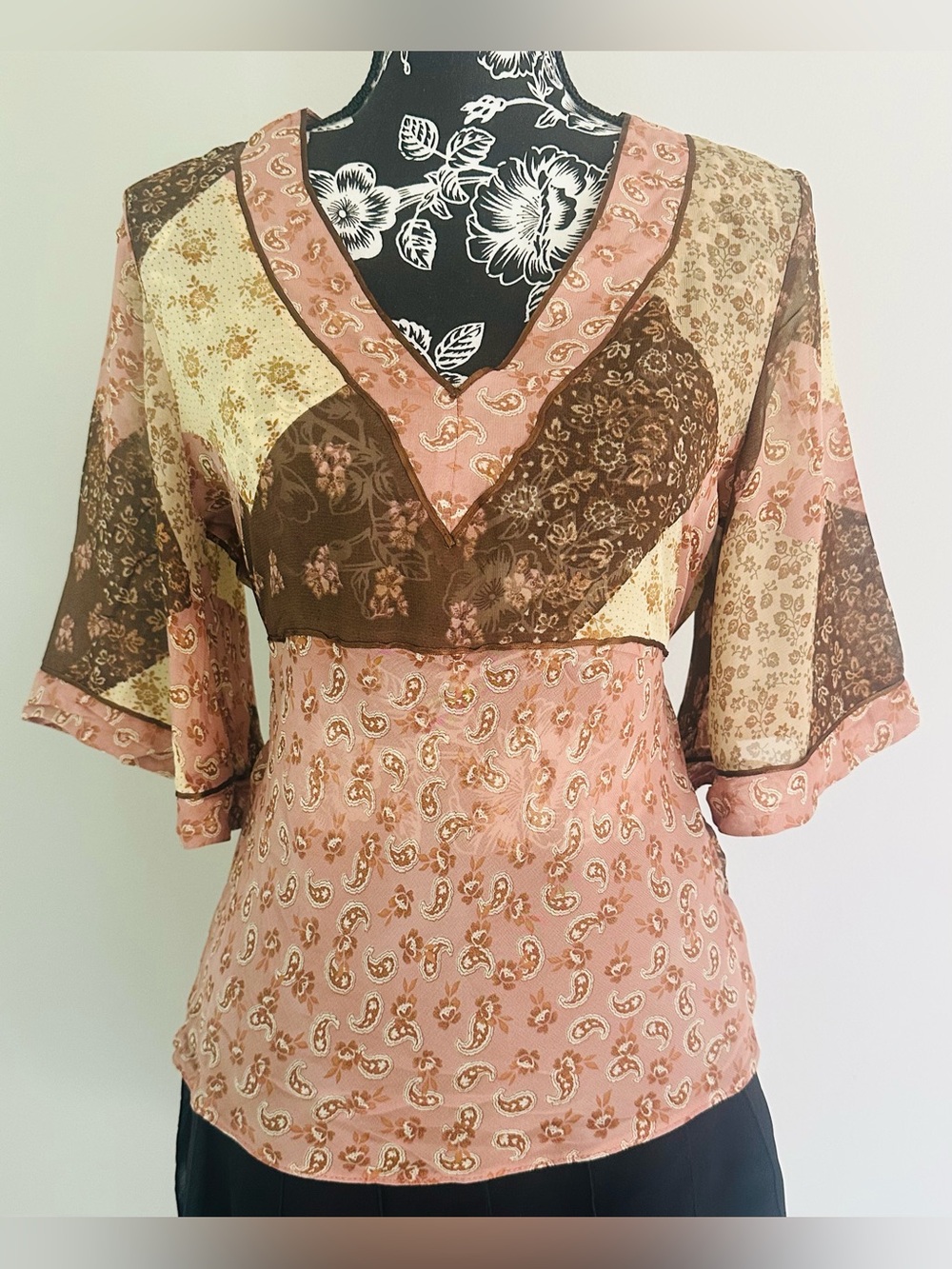 Vintage H&M boho/hippie 60’s/70’s patchwork blouse